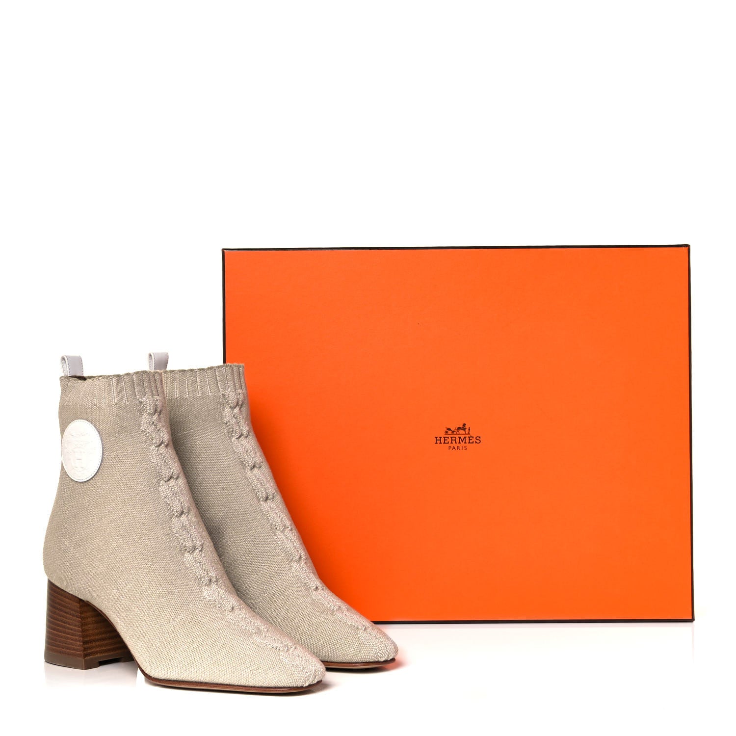 Hermes Knit Calfskin Volver 60 Ankle Boots 35 Nocciola 12 of 12