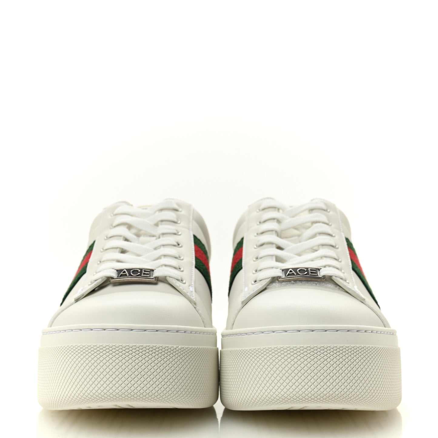 Ultralight Plume Calfskin Web Womens Ace Platform Sneakers 39.5 White