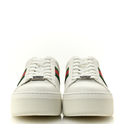 Gucci Ultralight Plume Calfskin Web Womens Ace Platform Sneakers 39.5 White 3 of 10