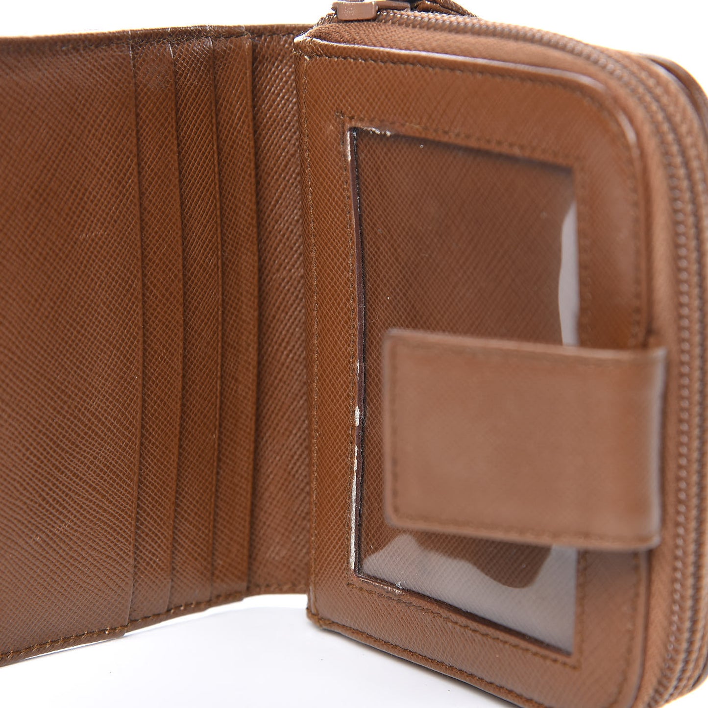 Saffiano Compact Zip Around Wallet Cannella