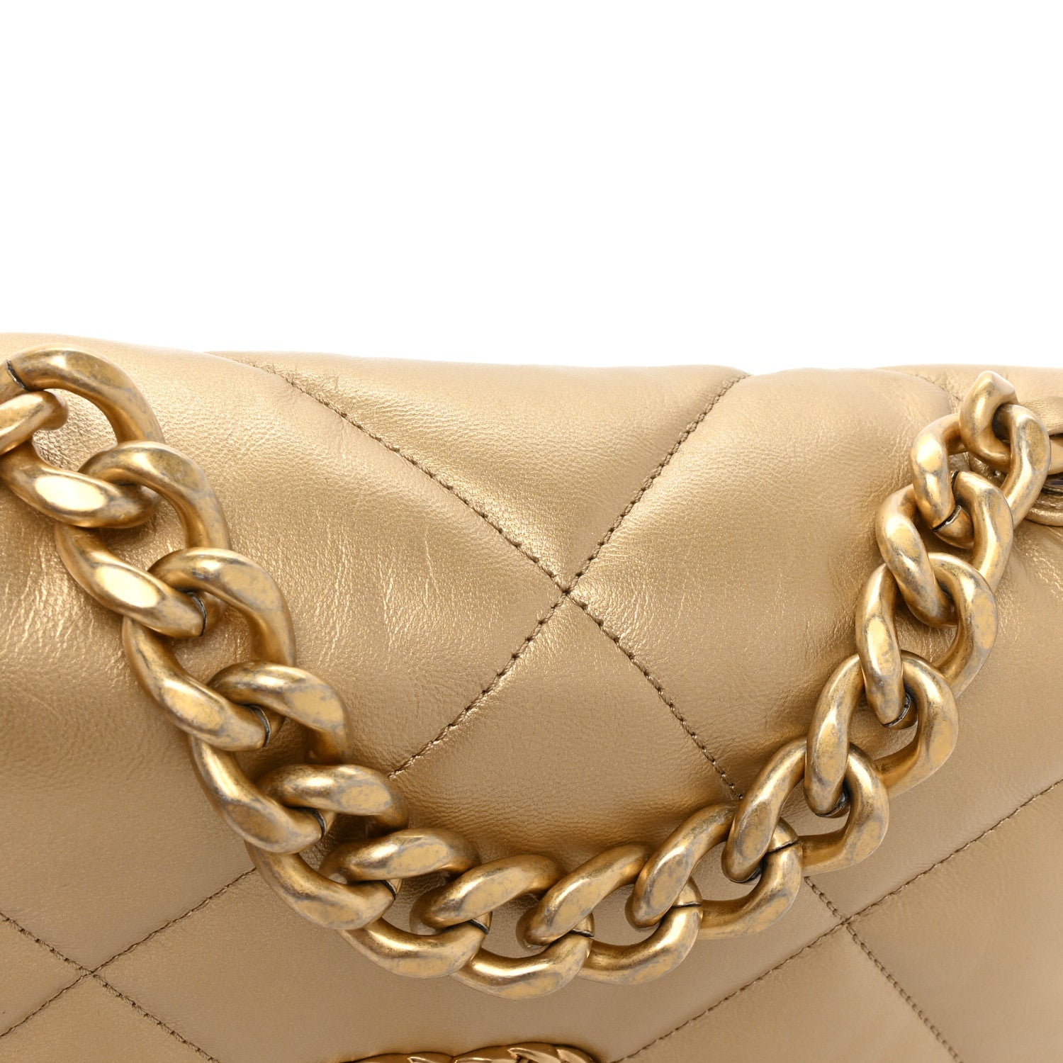 Chanel Metallic Goatskin Quilted Medium Chanel 19 Flap Gold 9 of 10
