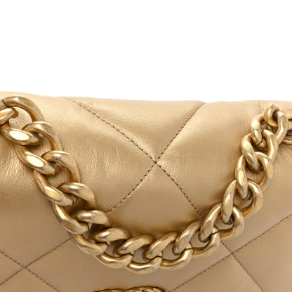 Chanel Metallic Goatskin Quilted Medium Chanel 19 Flap Gold 9 of 10