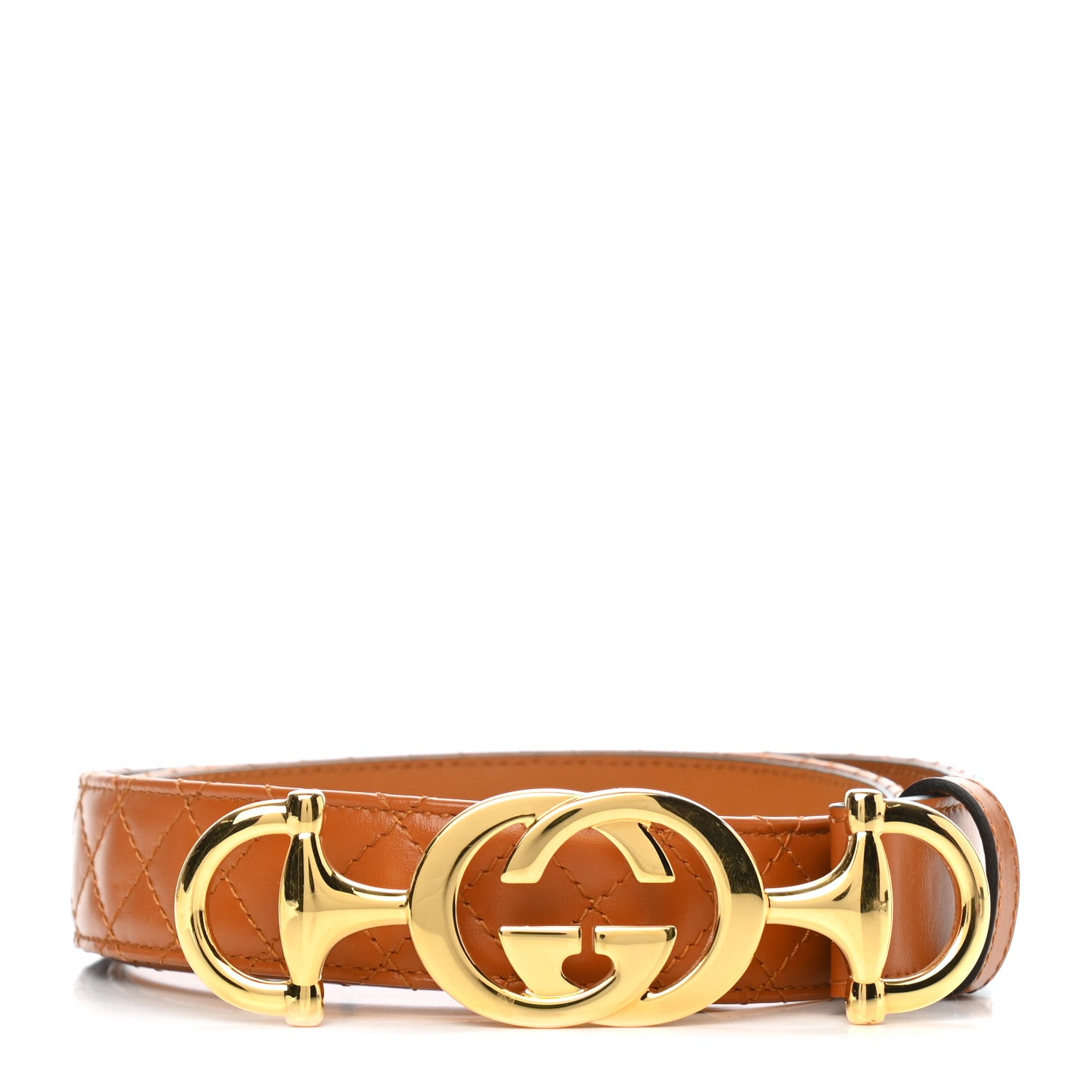 Gucci Calfskin Trapuntata Zumi 30mm Belt 80 32 Cognac 1 of 5