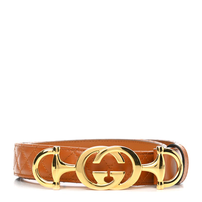 Gucci Calfskin Trapuntata Zumi 30mm Belt 80 32 Cognac 1 of 5