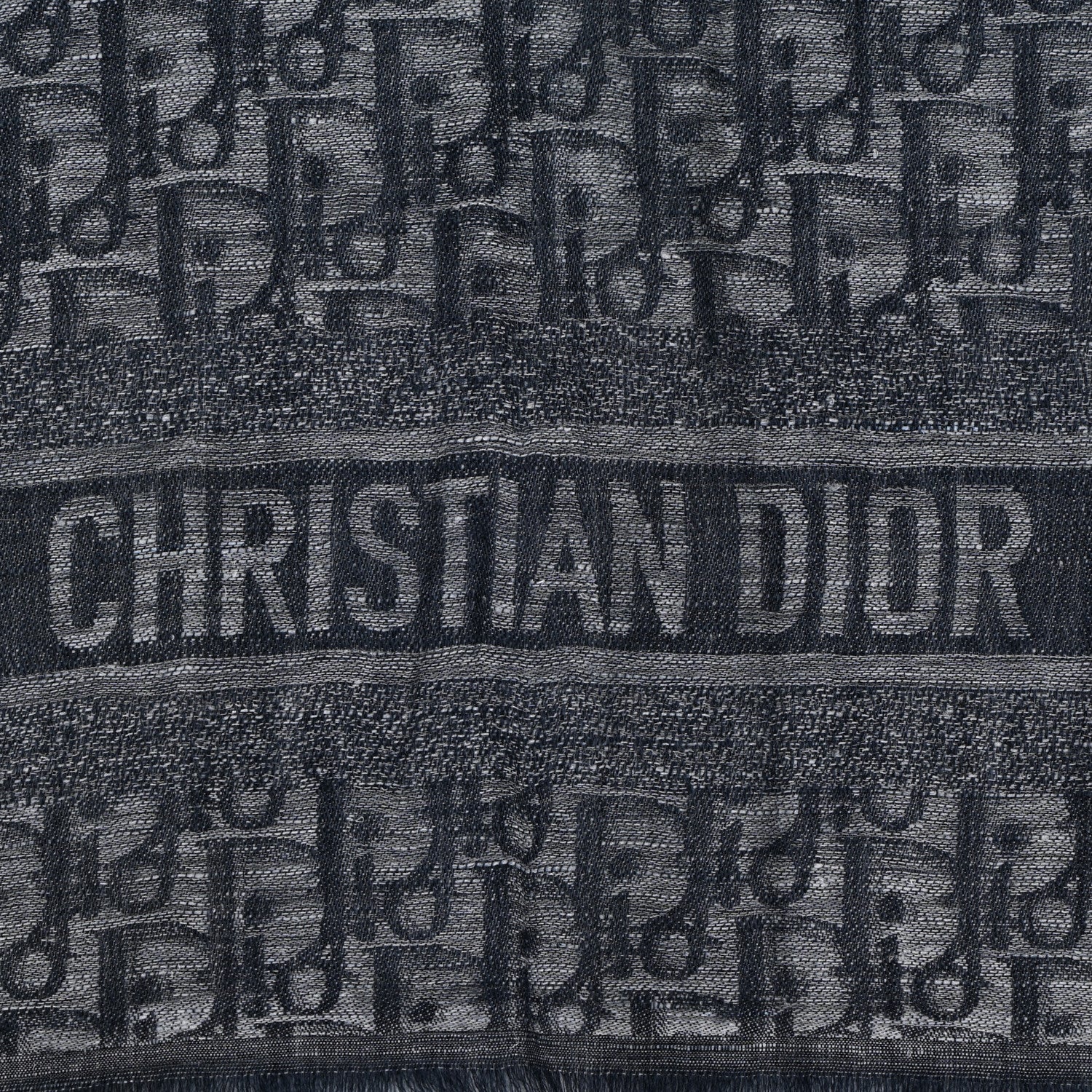 Christian Dior Wool Silk Oblique Shawl Blue 2 of 3