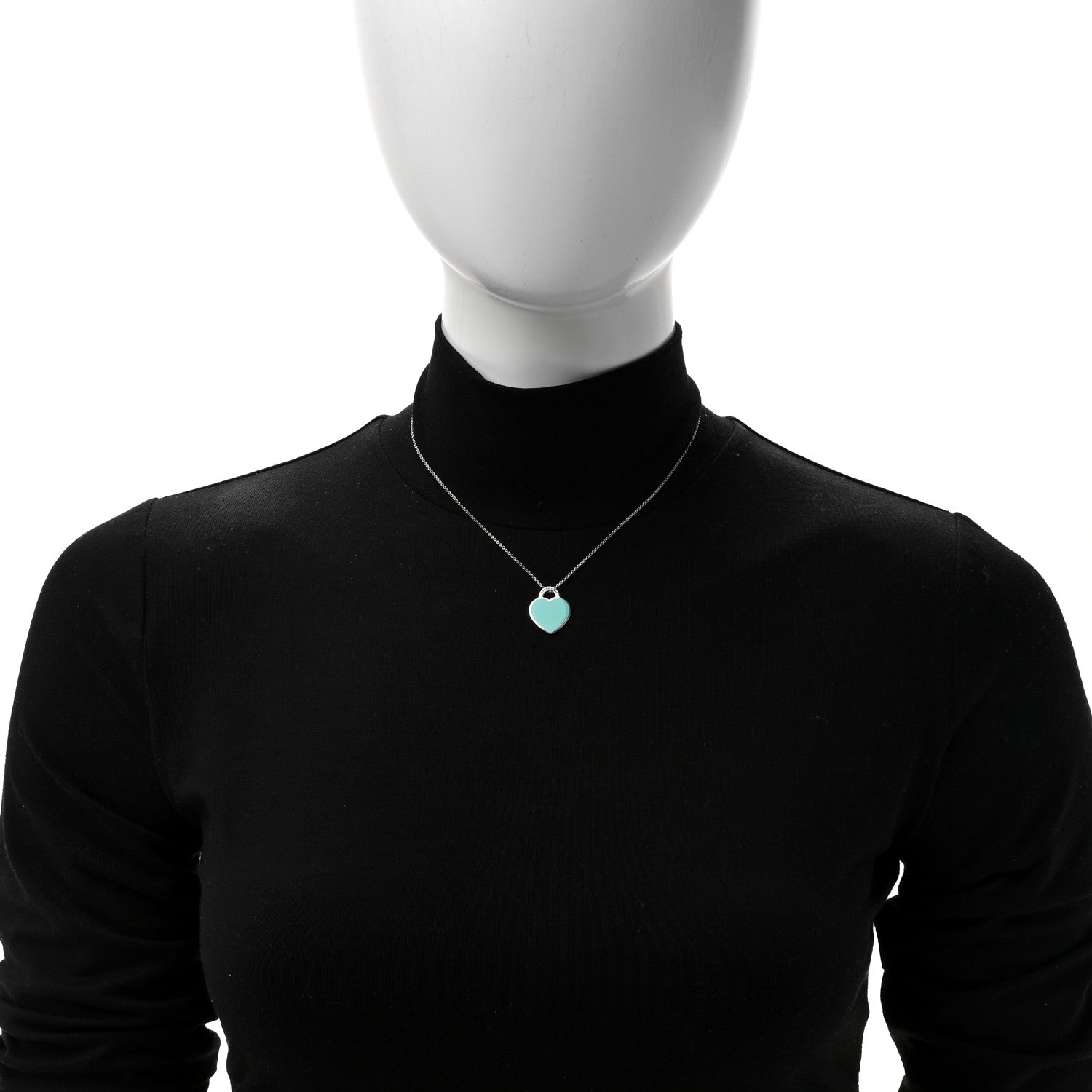 Tiffany Sterling Silver Enamel Small Return to Tiffany Heart Pendant Necklace Blue 2 of 7