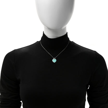 Tiffany Sterling Silver Enamel Small Return to Tiffany Heart Pendant Necklace Blue 2 of 7
