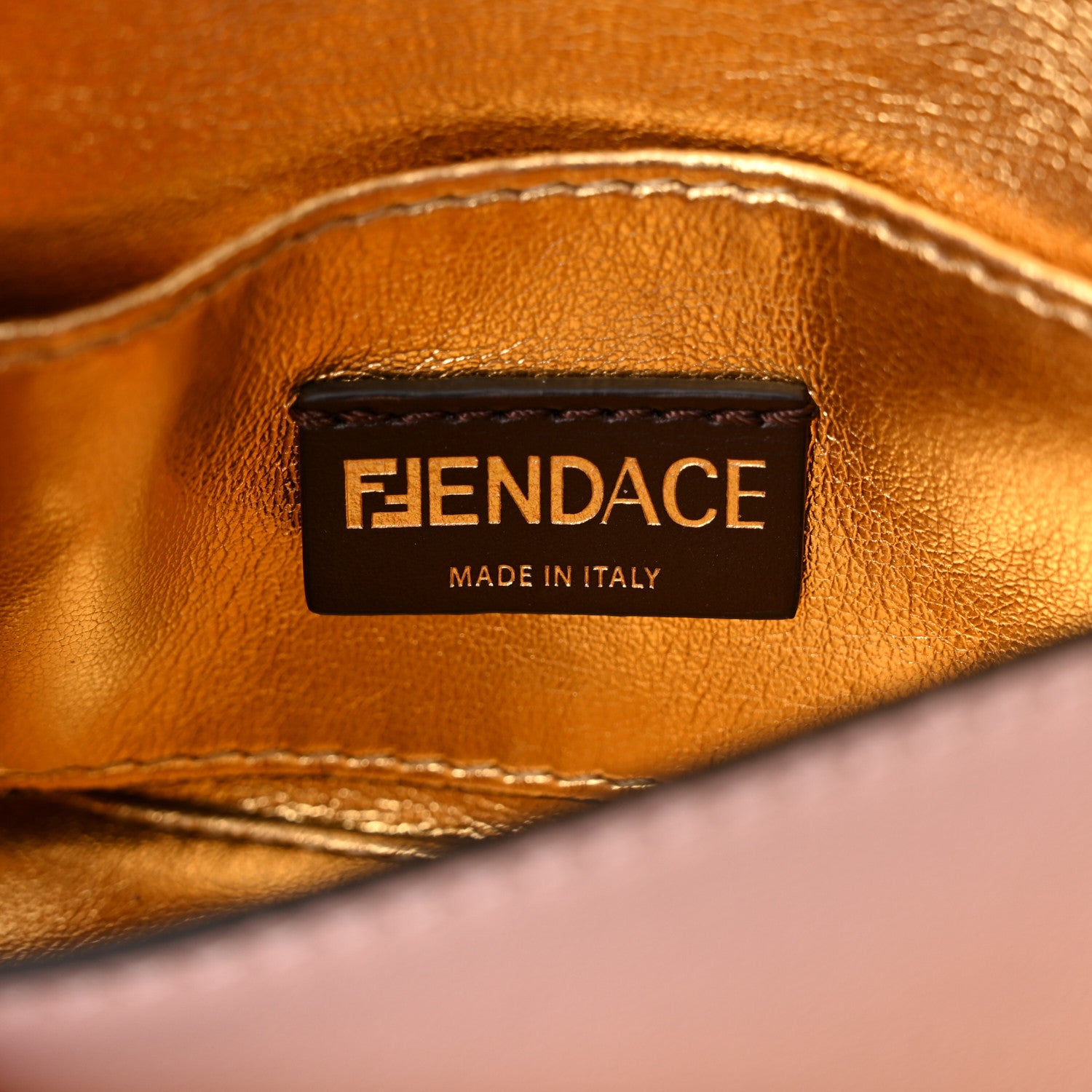 Fendi X VERSACE Vitello Seta Fendace Studded Nano Brooch Baguette Rosa Confetto 6 of 10