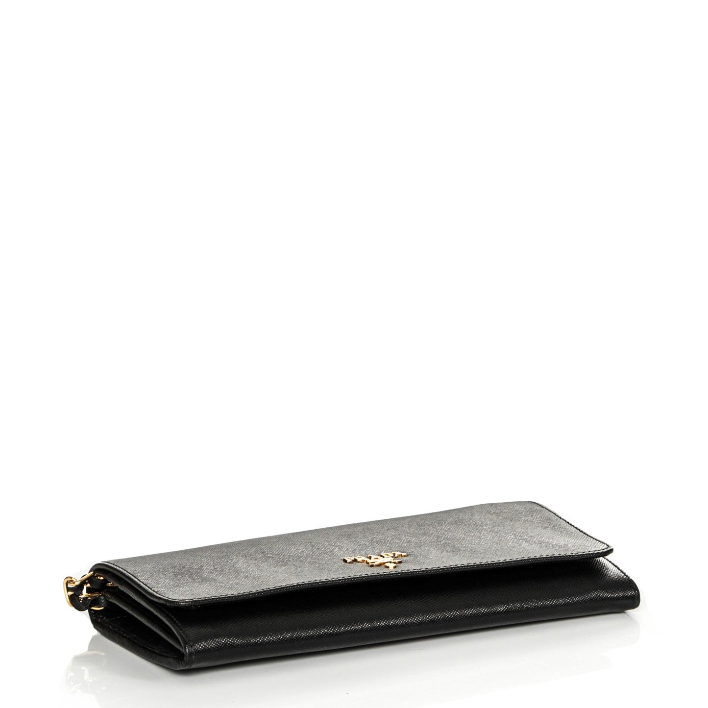 Saffiano Metal Oro Chain Wallet Nero Black