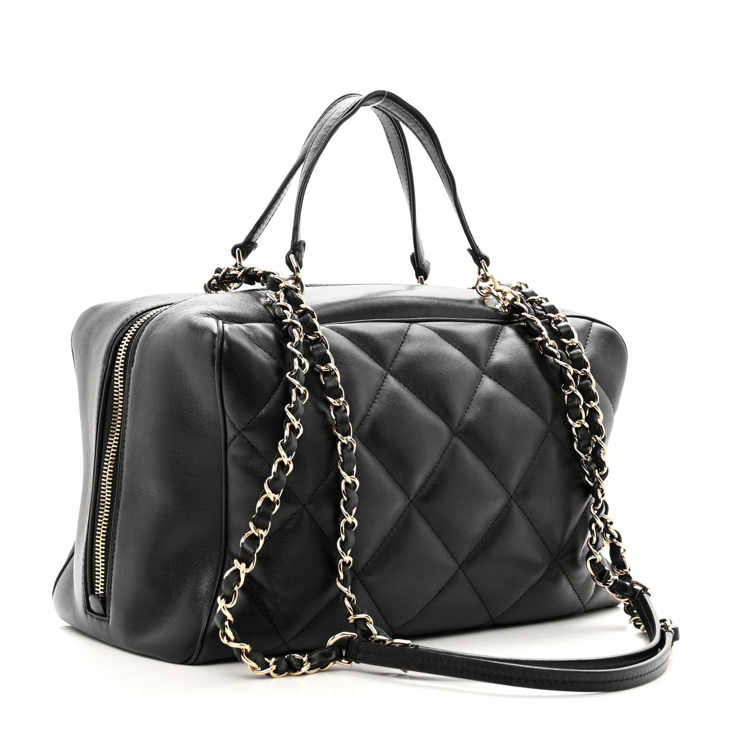 Chanel Lambskin Quilted Medium Bowling Bag Black 3 of 10