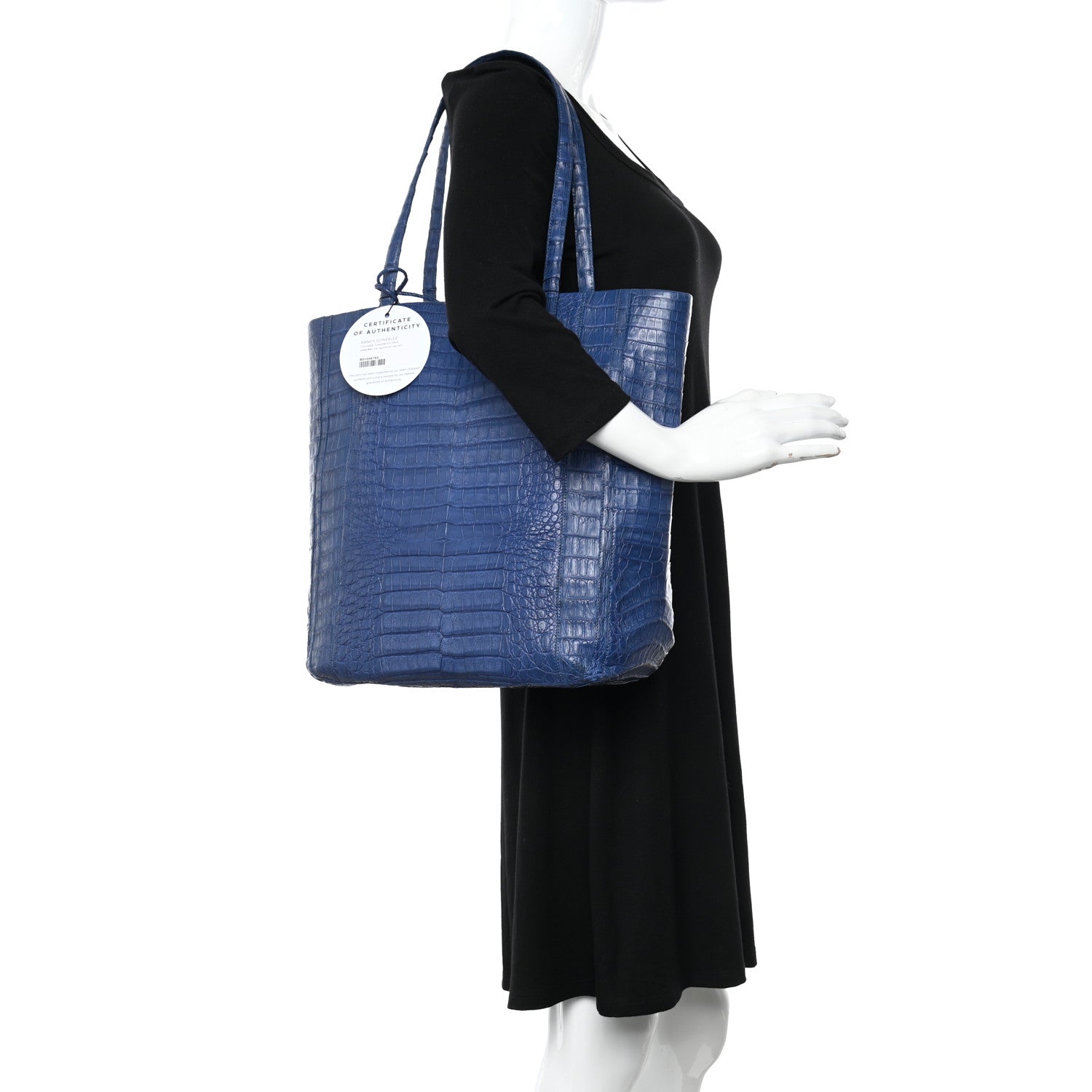 Nancy Gonzalez Crocodile Leaf Tote Electric Blue 2 of 16