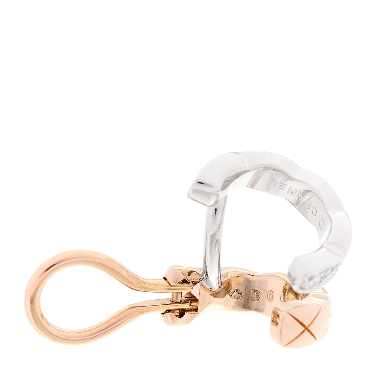 Chanel 18K Beige White Gold Diamond Coco Crush Single Clip Earring 3 of 4