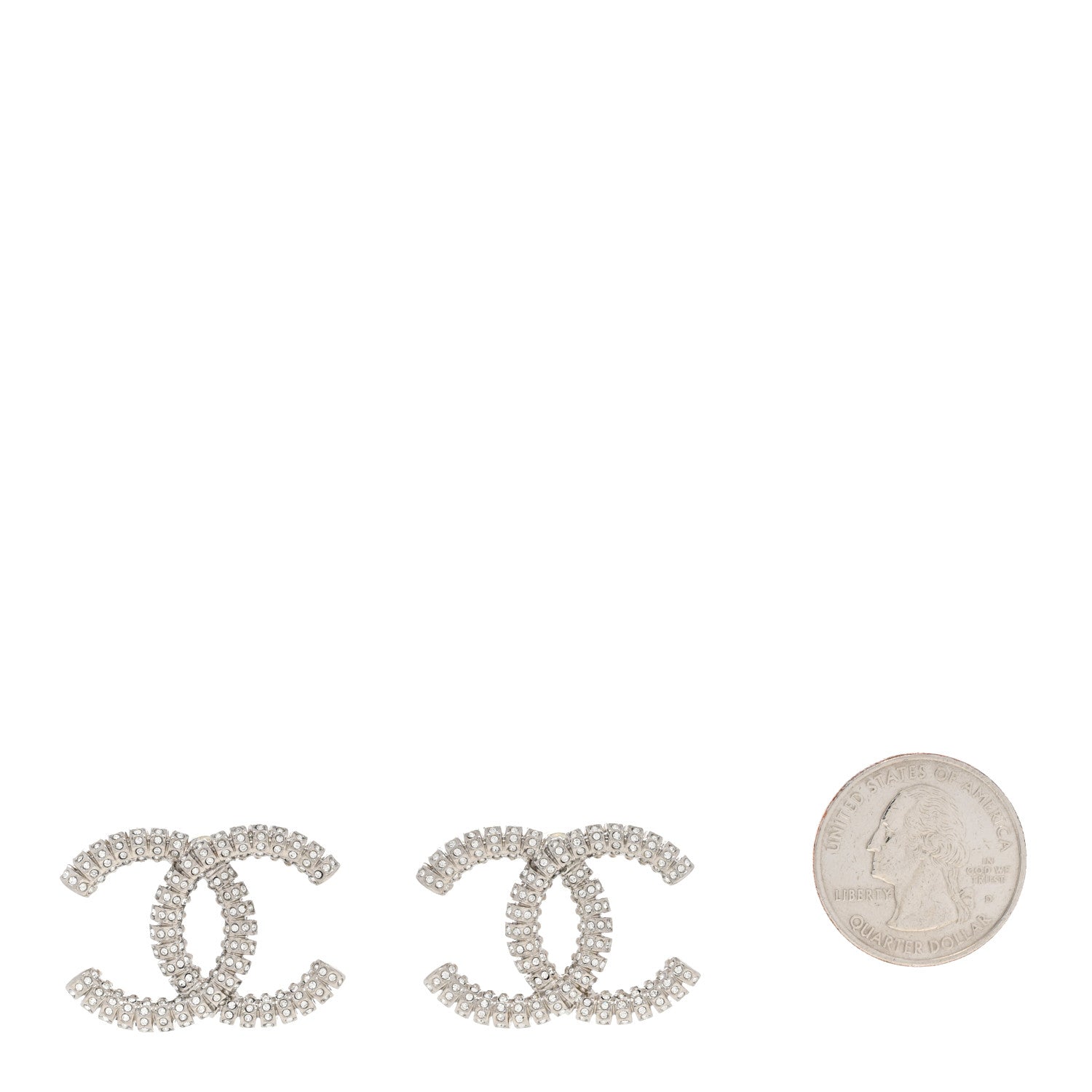 Chanel Crystal Large CC Earrings Silver 2 of 4