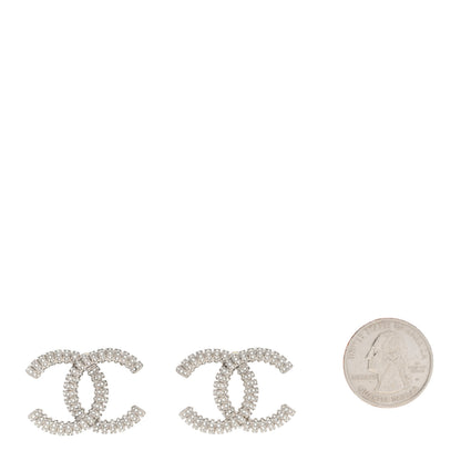 Chanel Crystal Large CC Earrings Silver 2 of 4