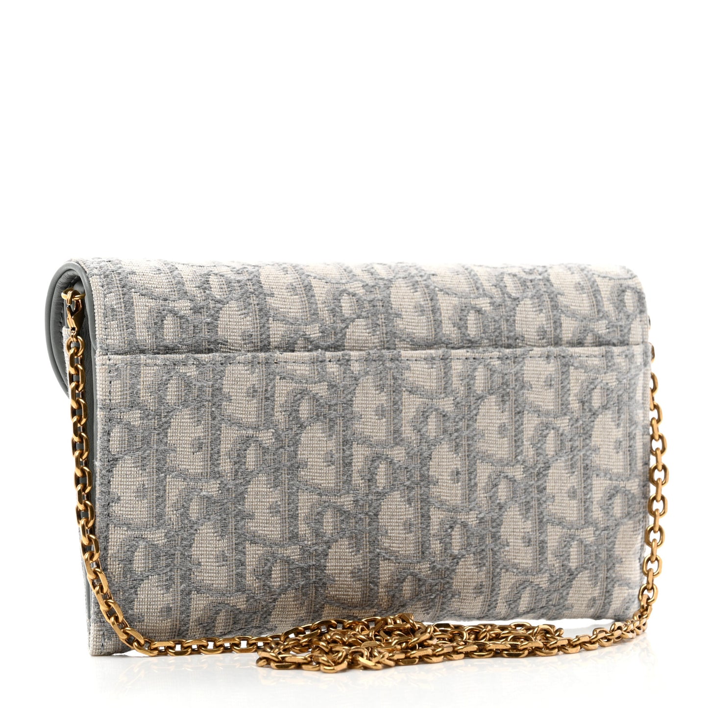 Oblique Saddle Chain Long Wallet Grey