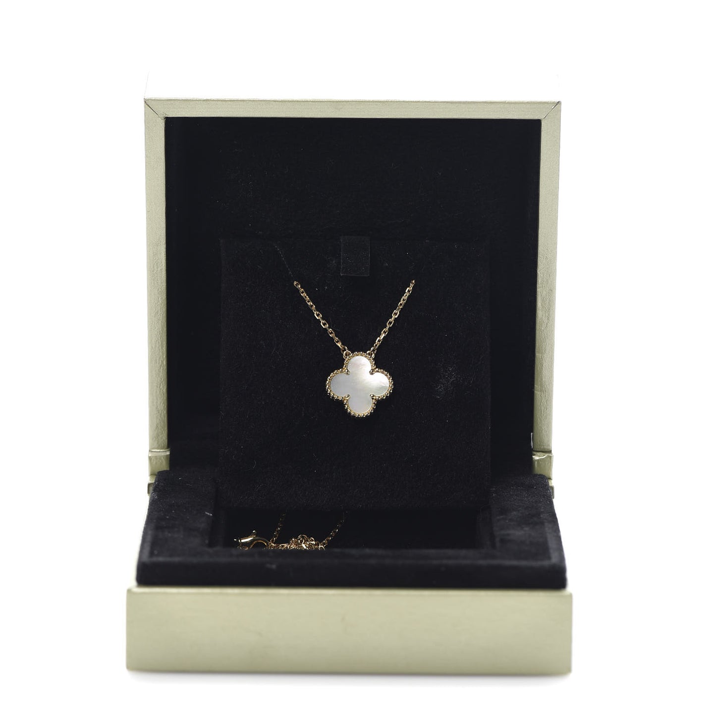 18K Yellow Gold Mother of Pearl Vintage Alhambra Pendant Necklace