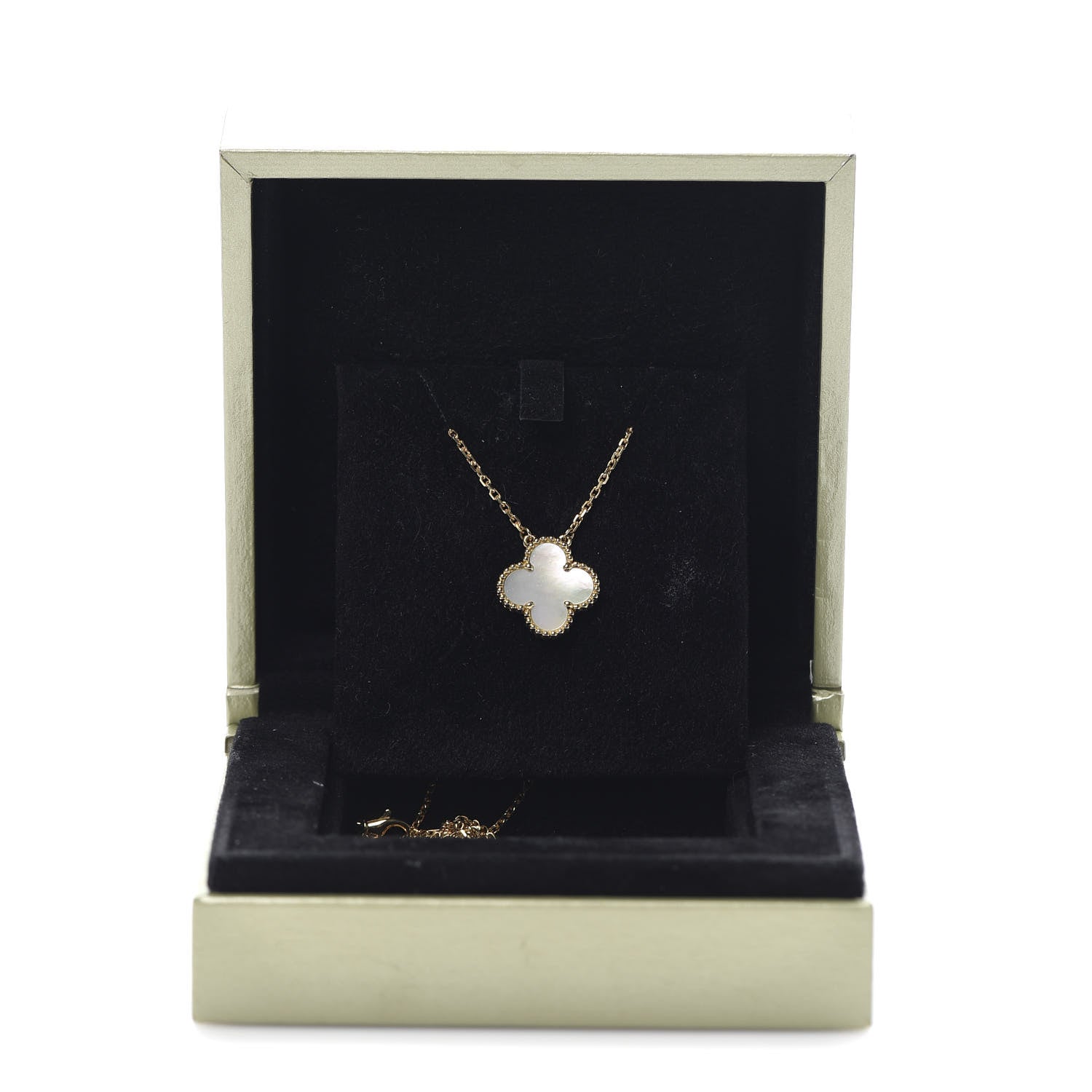 Van Cleef & Arpels 18K Yellow Gold Mother of Pearl Vintage Alhambra Pendant Necklace 6 of 7