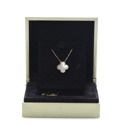 Van Cleef & Arpels 18K Yellow Gold Mother of Pearl Vintage Alhambra Pendant Necklace 6 of 7