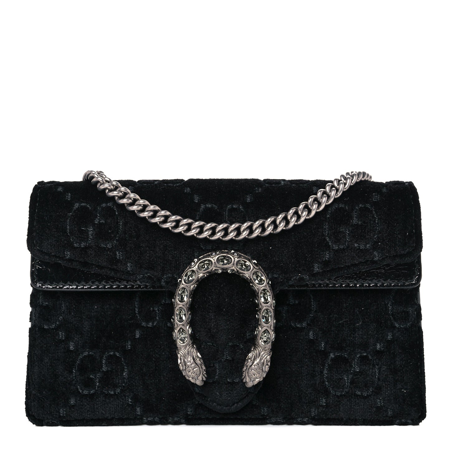 Velvet GG Monogram Super Mini Dionysus Shoulder Bag Black
