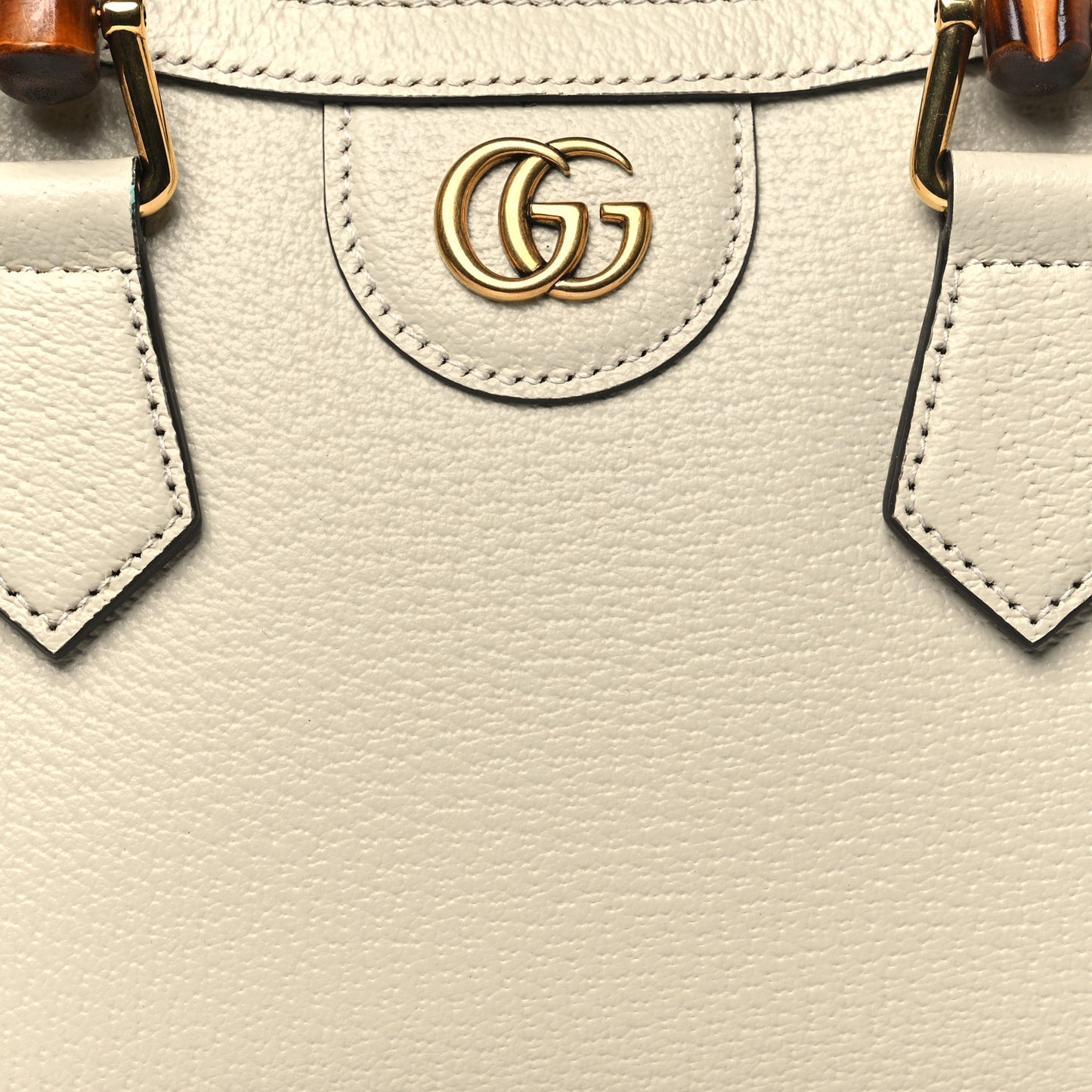 Textured Calfskin Web Mini Diana Tote Bag Mystic White