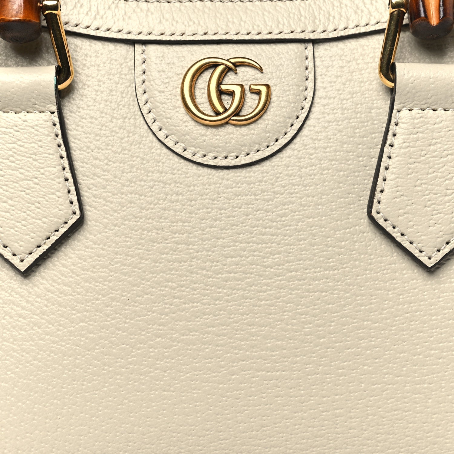 Gucci Textured Calfskin Web Mini Diana Tote Bag Mystic White 8 of 10
