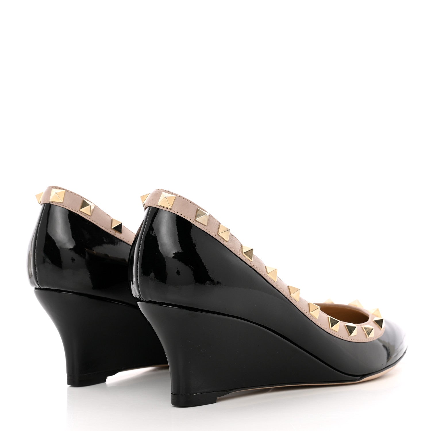 Valentino Garavani Patent Rockstud 70mm Wedges 38 Black Poudre 4 of 27