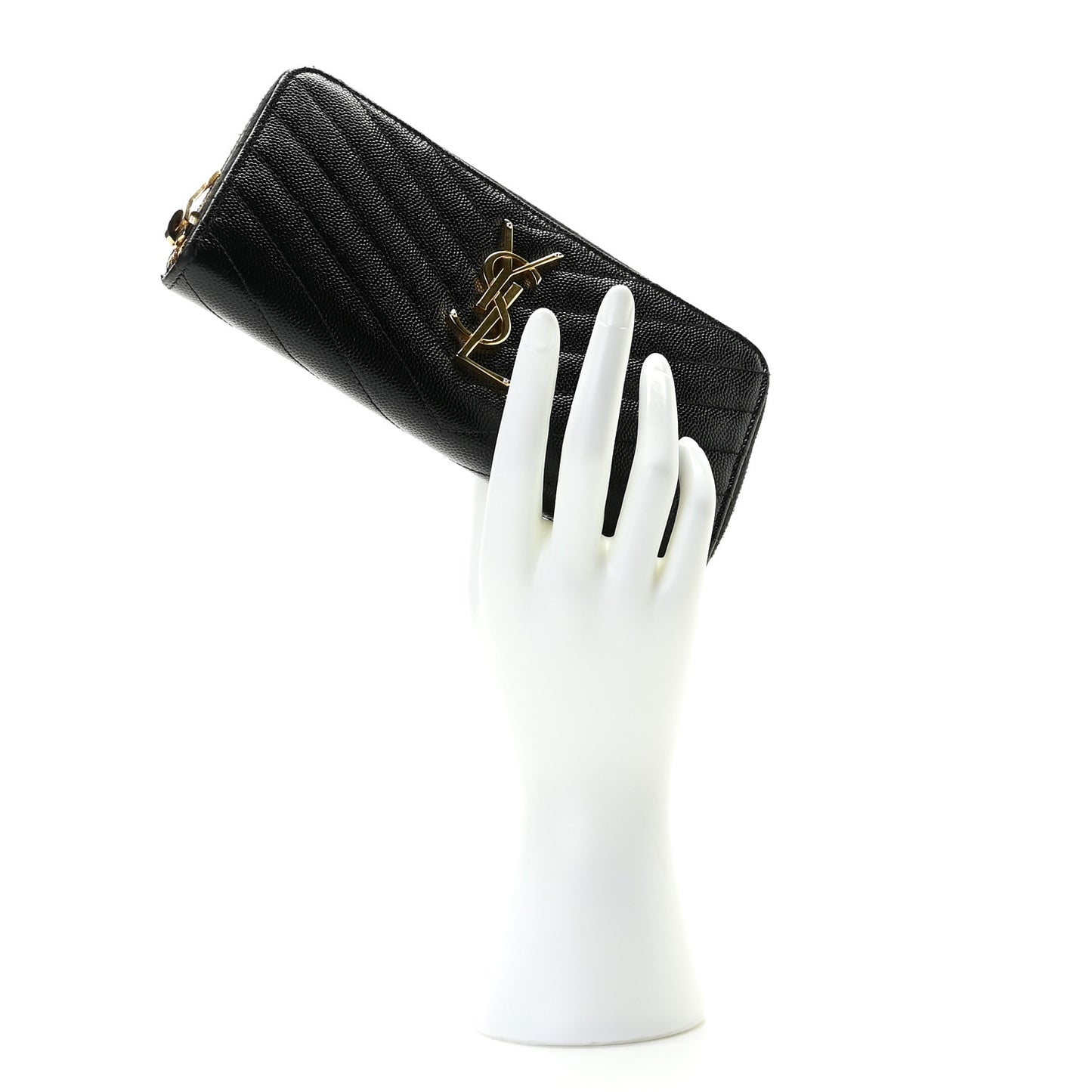 Grain De Poudre Matelasse Chevron Monogram Zip Around Wallet Black