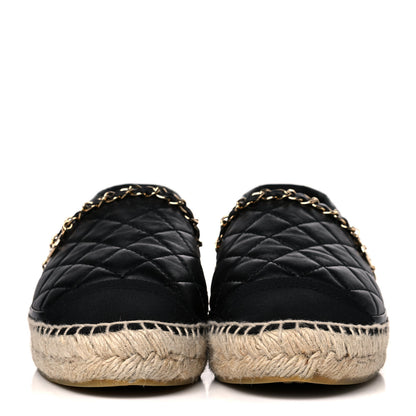 Chanel Lambskin Grosgrain Quilted CC Chain Espadrilles 38 Black 2 of 12