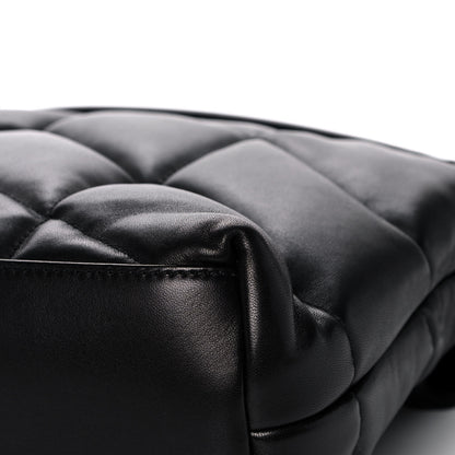 Saint Laurent Lambskin Quilted Medium Loulou Puffer Monogram Chain Satchel Black 14 of 16