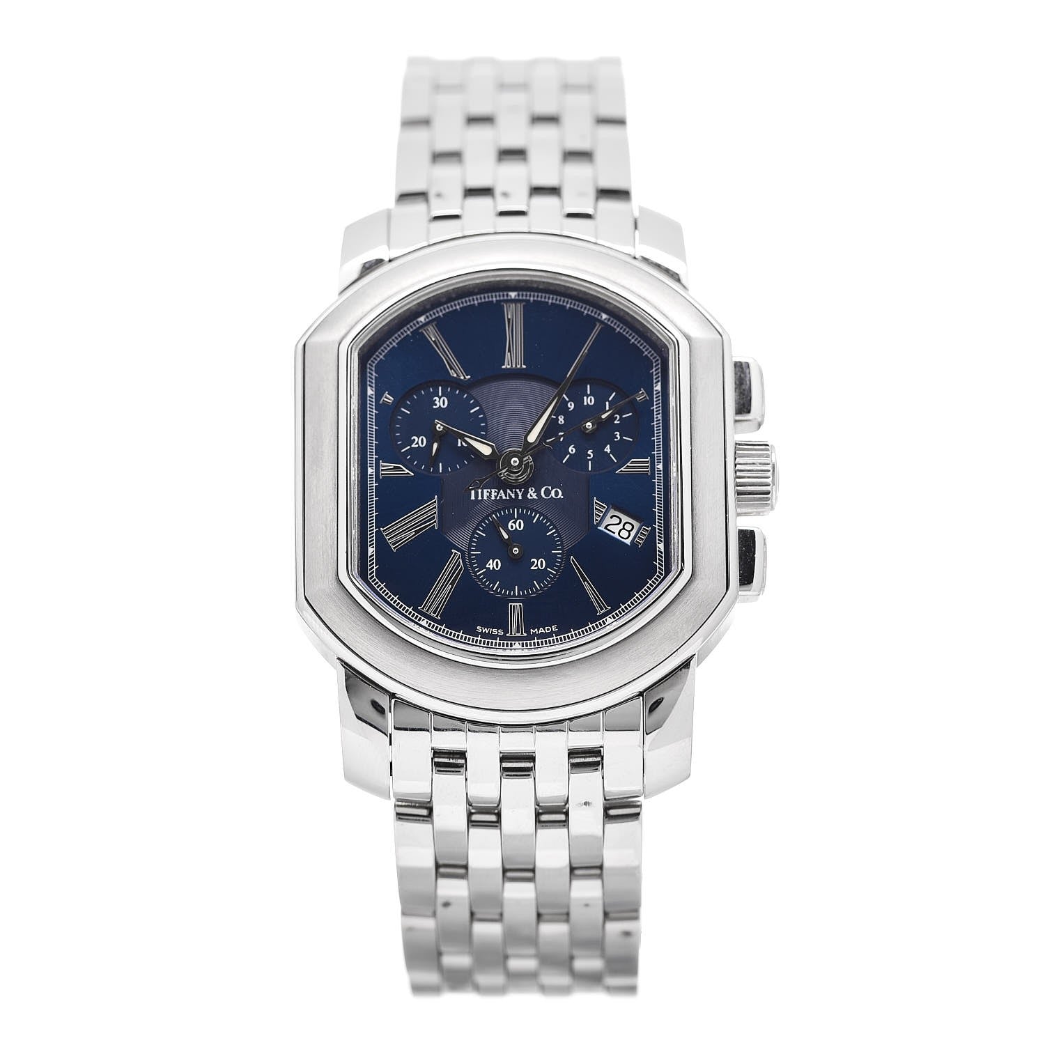 Tiffany Stainless Steel 33mm Mark Coupe Resonator Chronograph Quartz Watch Blue 1 of 6