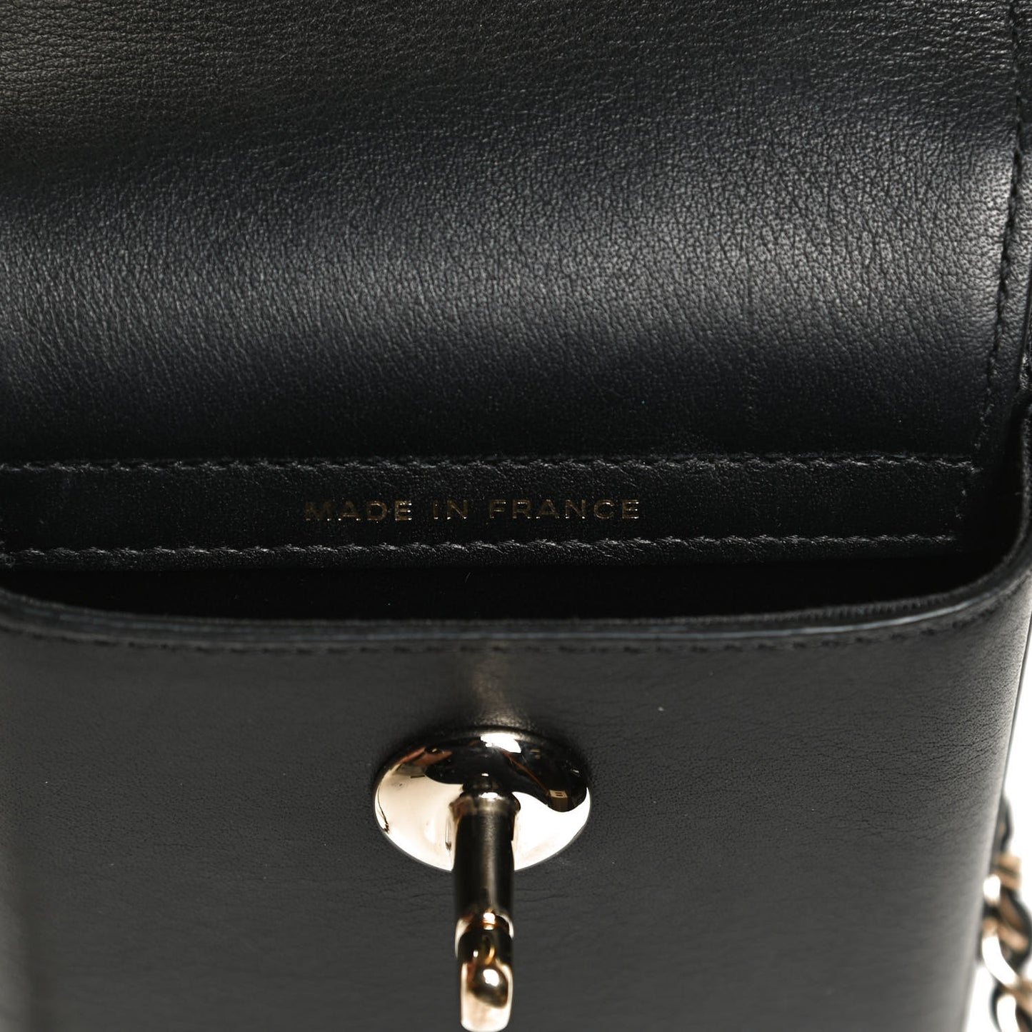 Calfskin Quilted CC Phone Holder Black