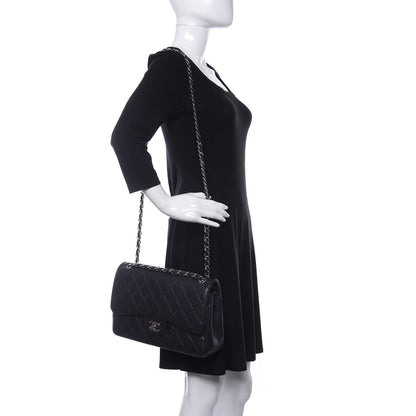 Chanel Caviar Quilted Jumbo Double Flap Navy Blue 2 of 12