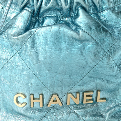 Chanel Metallic Calfskin Quilted Mini Chanel 22 Blue 8 of 10