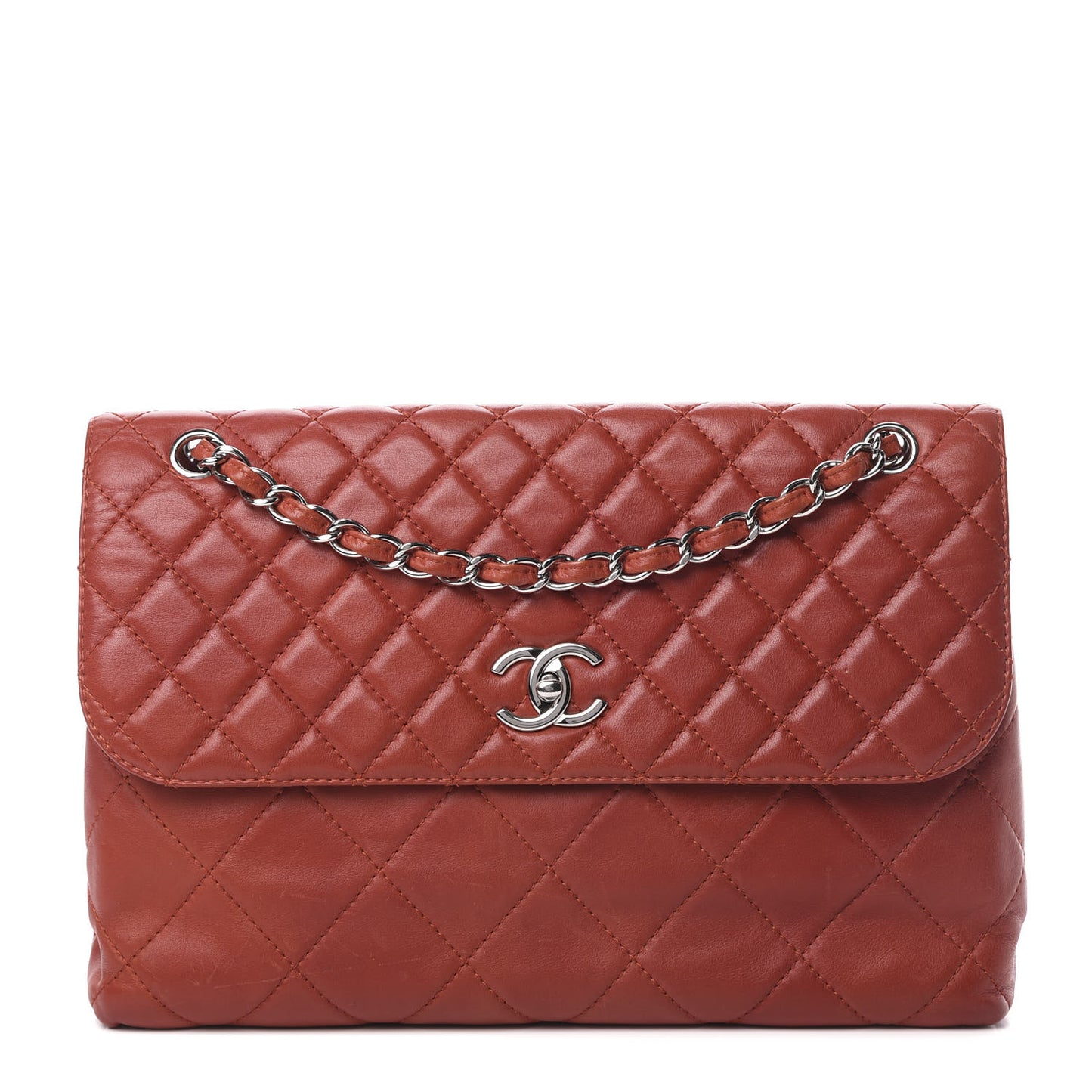 Calfskin Quilted In the Business Flap Bag Red
