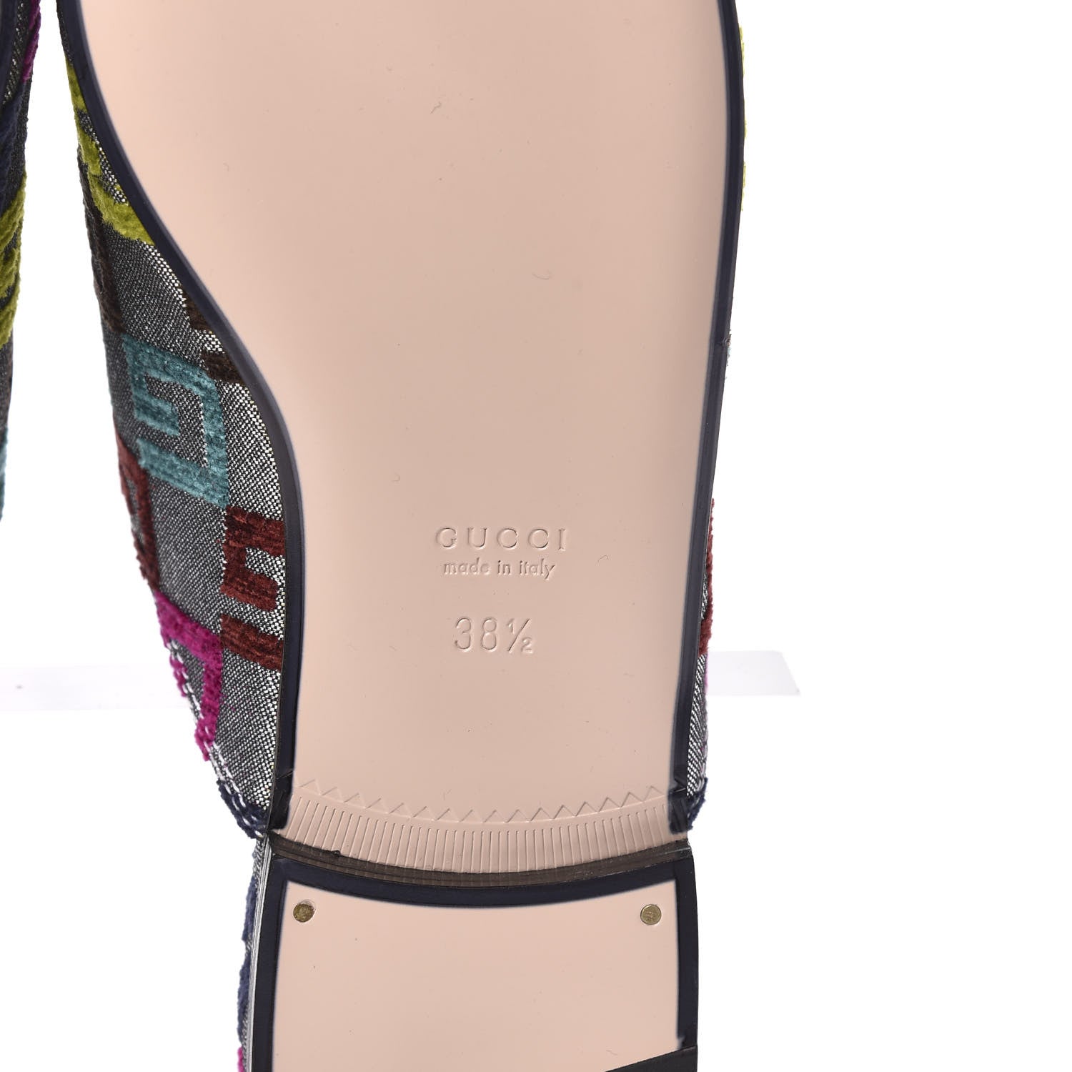 Gucci Velvet Lurex Square G Womens Princetown Slippers 38.5 Silver Multicolor 6 of 9