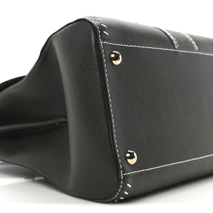 Delvaux Grained Calfskin Rodeo Surpique MM Brillant Satchel British Green 9 of 10