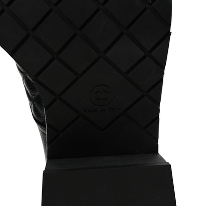 Chanel Pearly Calfskin Patent Calfskin Lace Up Combat Boots 41 Black 7 of 9
