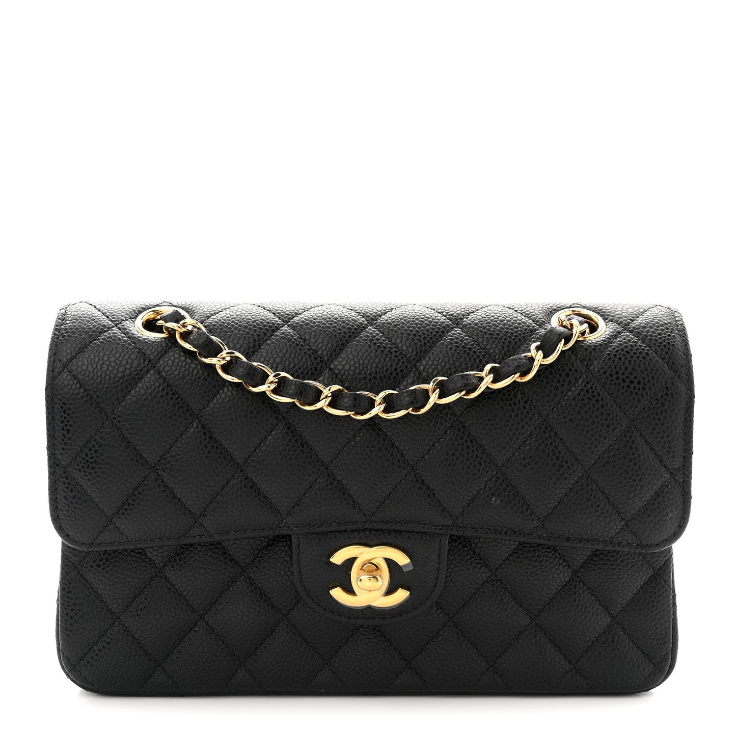 Caviar Quilted Small Double Flap Black