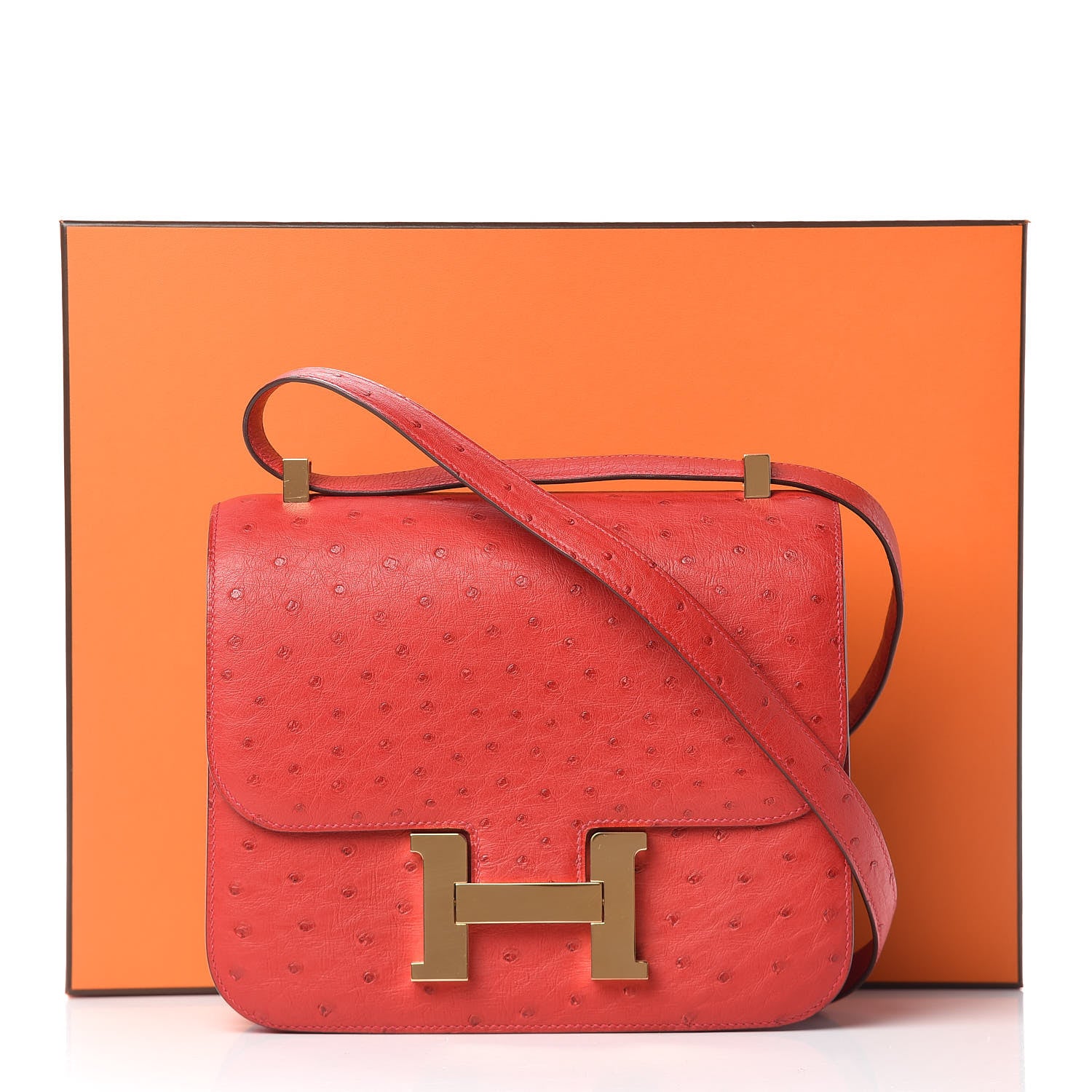 Hermes Ostrich Constance 24 Rouge Vif 10 of 10