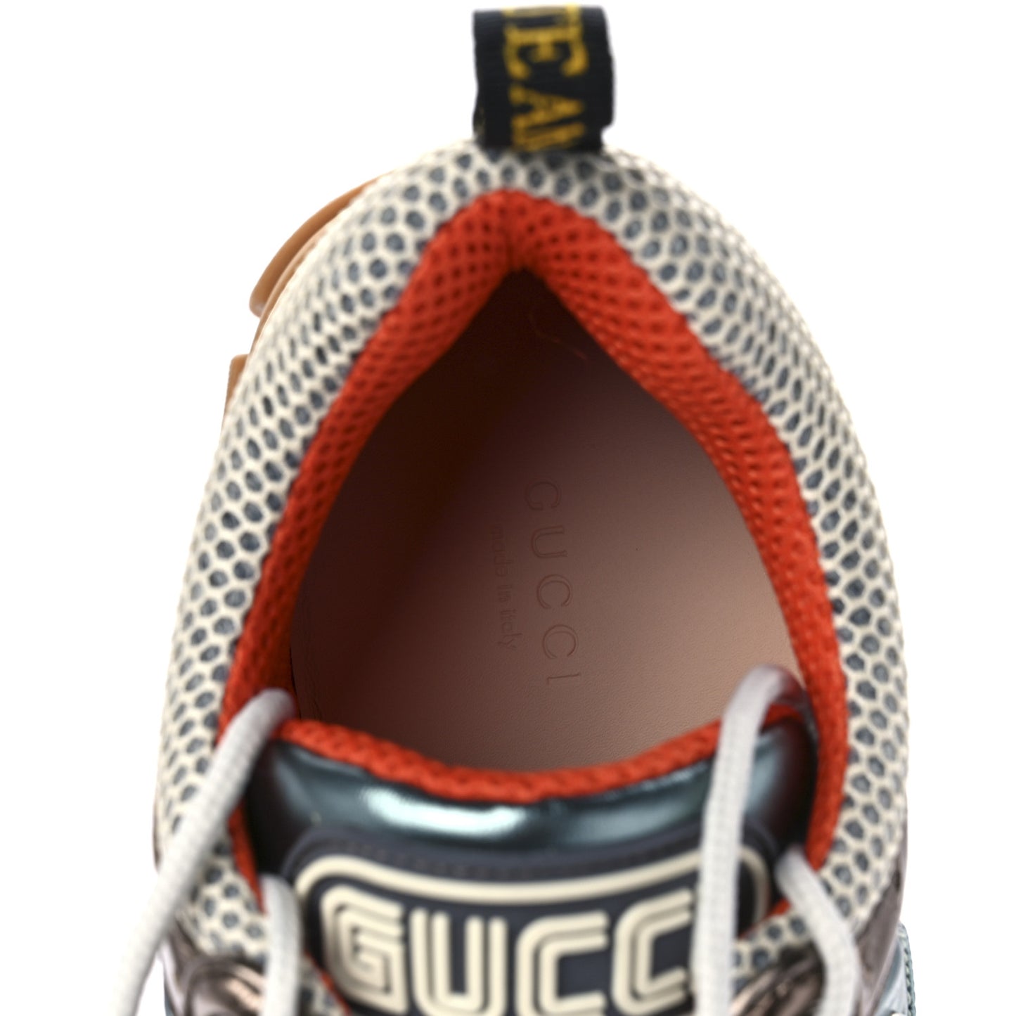X SEGA Metallic Calfskin Mesh Womens Flashtrek Sneakers 40 Rame Mystic White Lago