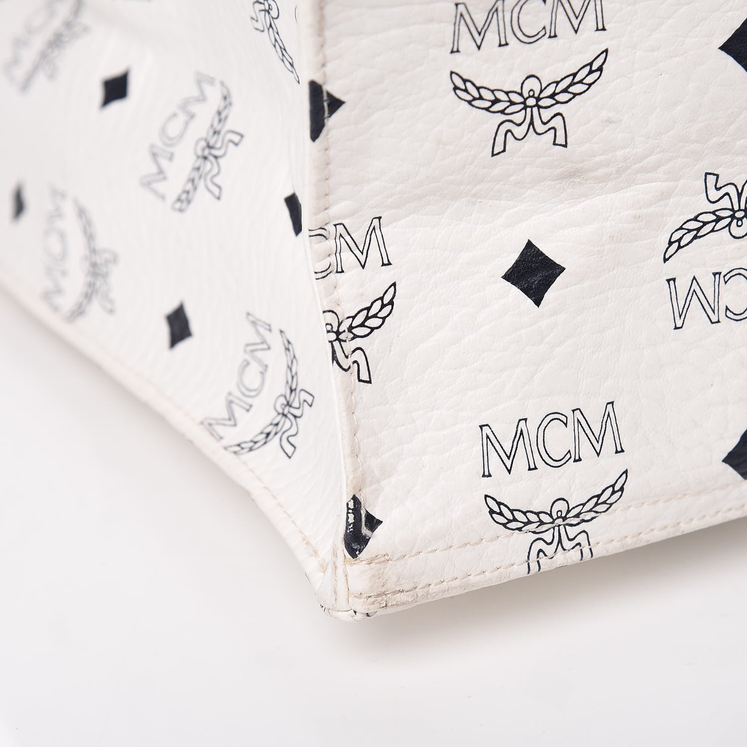 MCM Visetos Shopper Tote White 18 of 25