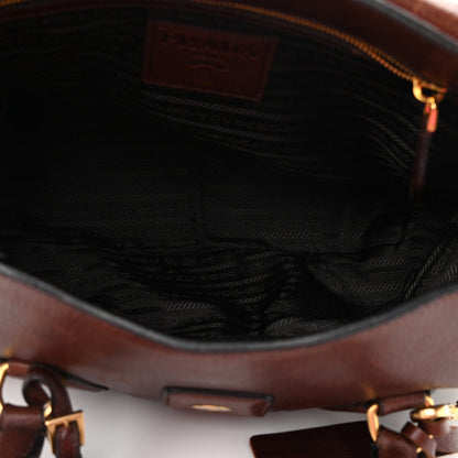 Prada Cervo Deerskin Animalier Large Satchel Cacao 4 of 14