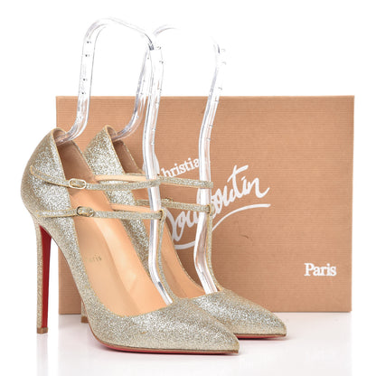 Christian Louboutin Mini Glitter V Neck 120 Pumps 39 Platine 10 of 10