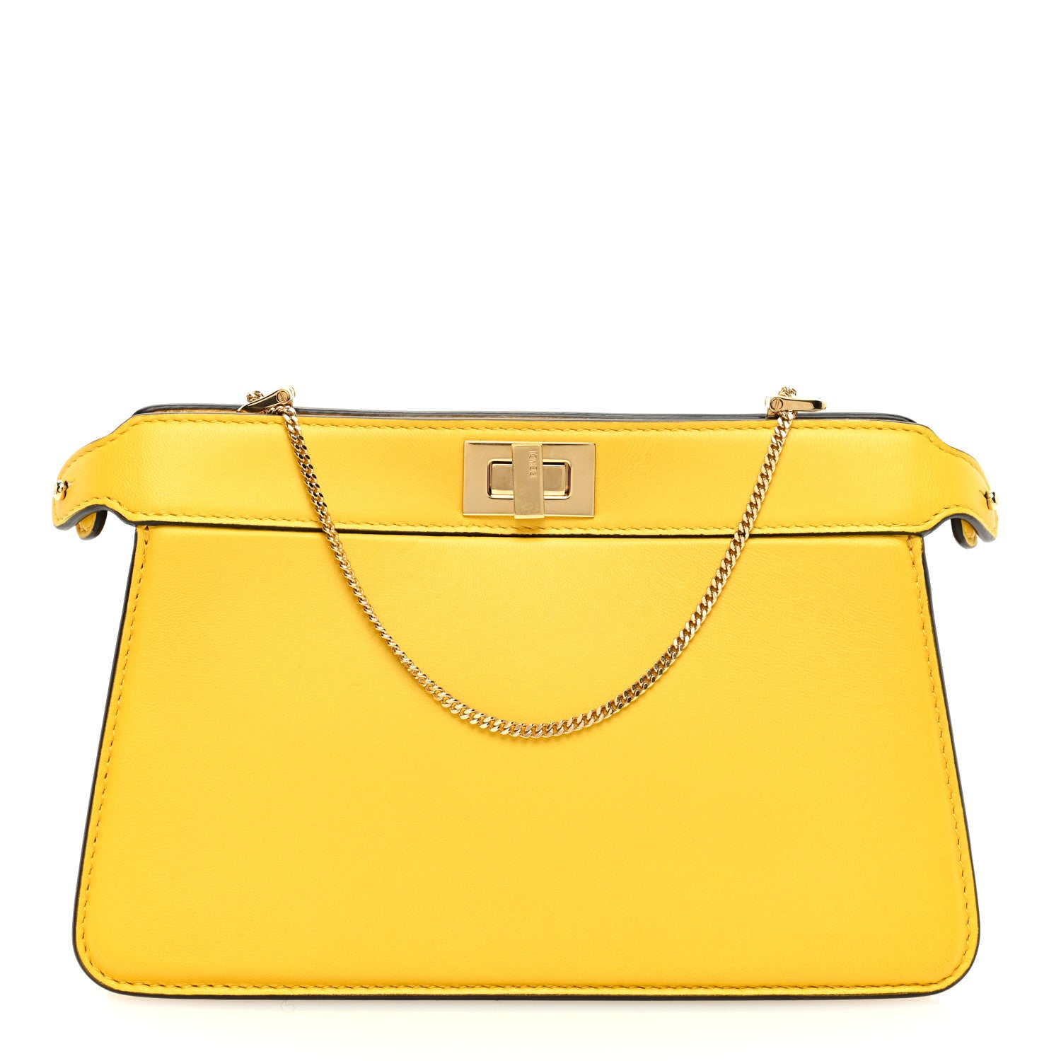 Fendi Nappa Small Peekaboo I SEE U East West Chain Satchel Limone 1 of 9