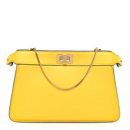 Fendi Nappa Small Peekaboo I SEE U East West Chain Satchel Limone 1 of 9