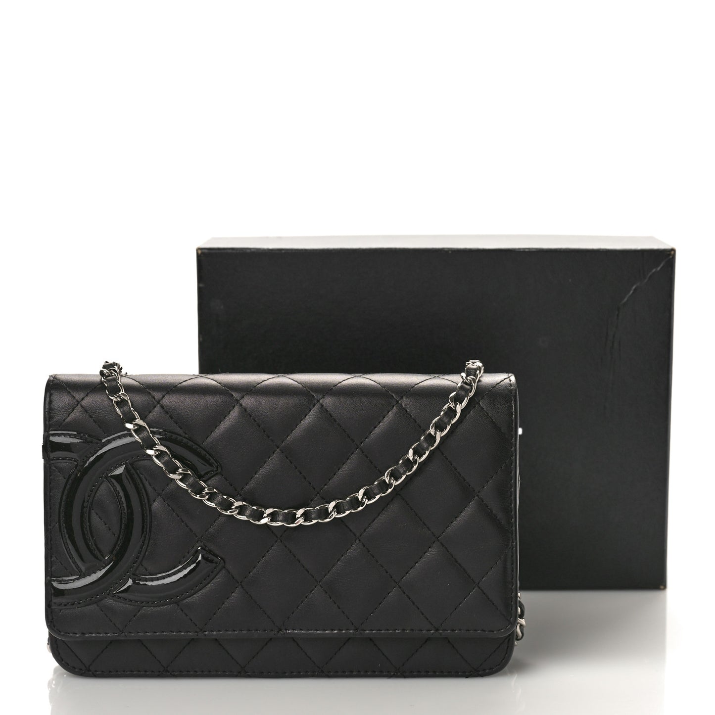 Calfskin Quilted Cambon Wallet on Chain WOC Black