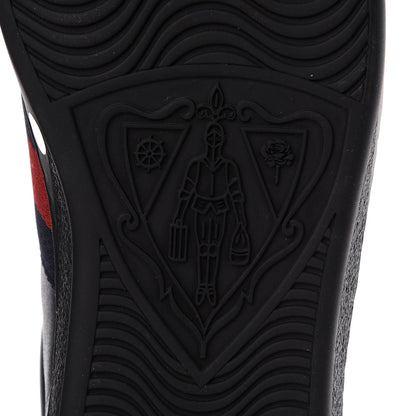 Gucci Calfskin Miro Soft Web Bee Embroidered Mens Ace High Top Sneakers 9.5 Black 7 of 10