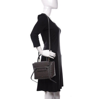 Celine Calfskin Crocodile Embossed Nano Belt Bag Grey 2 of 10