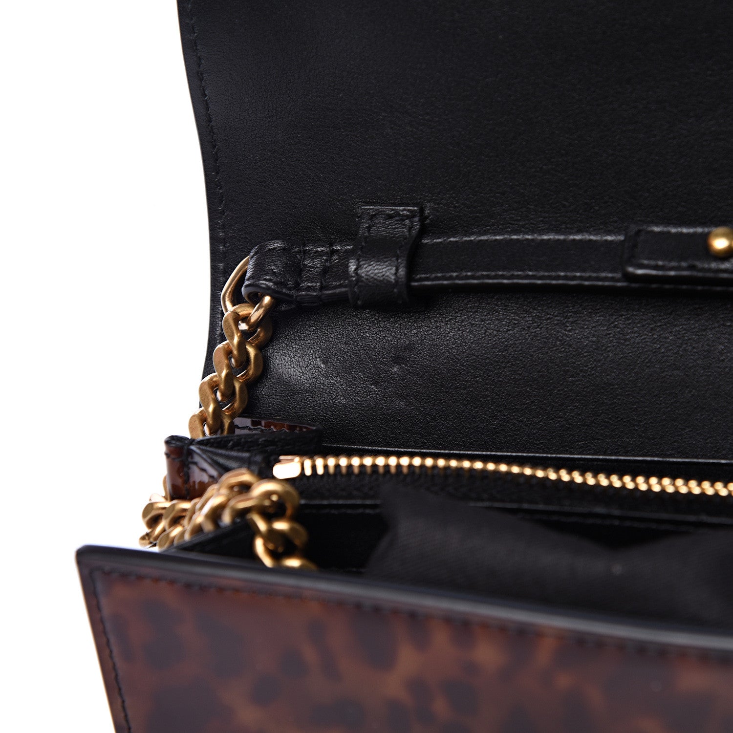 Saint Laurent Patent Chain Wallet Tortoise 9 of 9