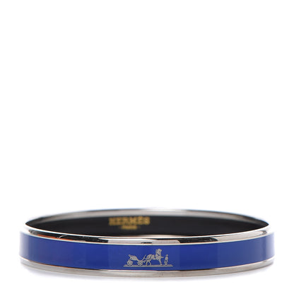 Hermes Enamel Printed Narrow Caleche Bracelet 70 Bleu Royal 1 of 6